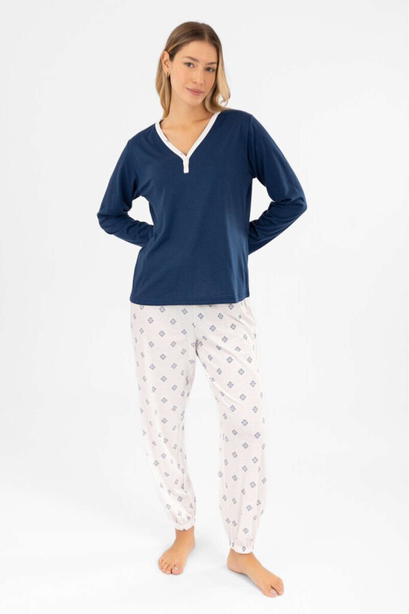 Pijama corbata - Azul 