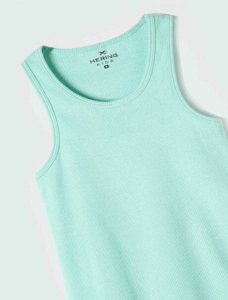 MUSCULOSA BÁSICA INFANTIL EN TELA CANALADA CELESTE