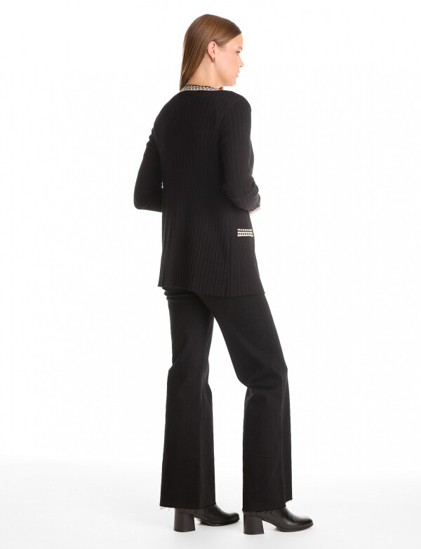 Cardigan Ribete NEGRO/BEIGE