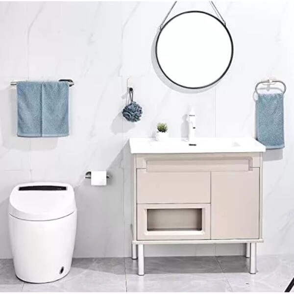 Set Accesorios De Baño Toallero Juego De 4 Piezas De Acero Inoxidable Plateado Set Accesorios De Baño Toallero Juego De 4 Piezas De Acero Inoxidable Plateado