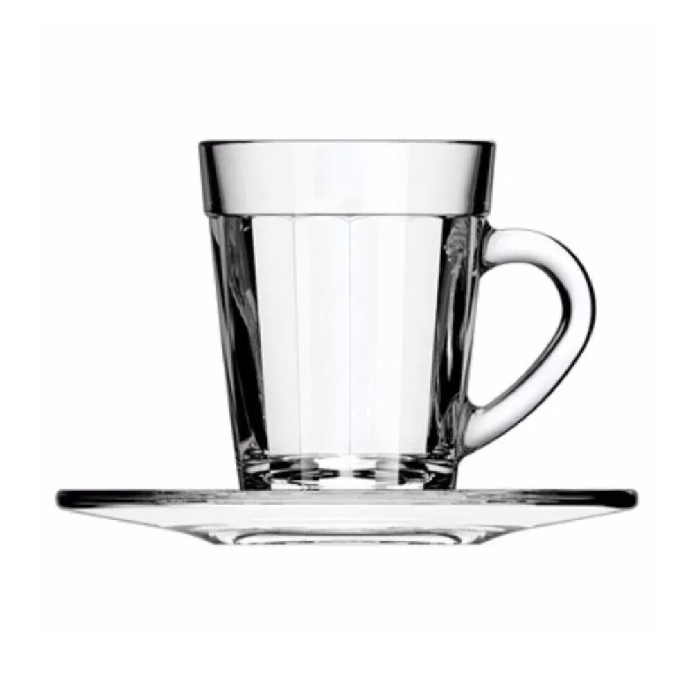 Taza de Café Espresso con Platillo de Vidrio 90 ml Americano AMERICANO TAZA EXPRESSO C/PLATILLO - 90 ML