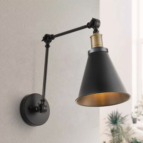 Lámpara de pared metálica negra E27 Ø185x280mm IX9258