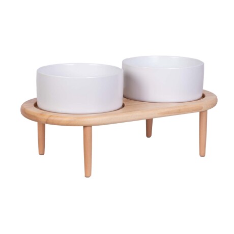 COMEDERO CERÁMICA Y BAMBÚ CERAMICA-Y-BAMBU BLANCO DOBLE
