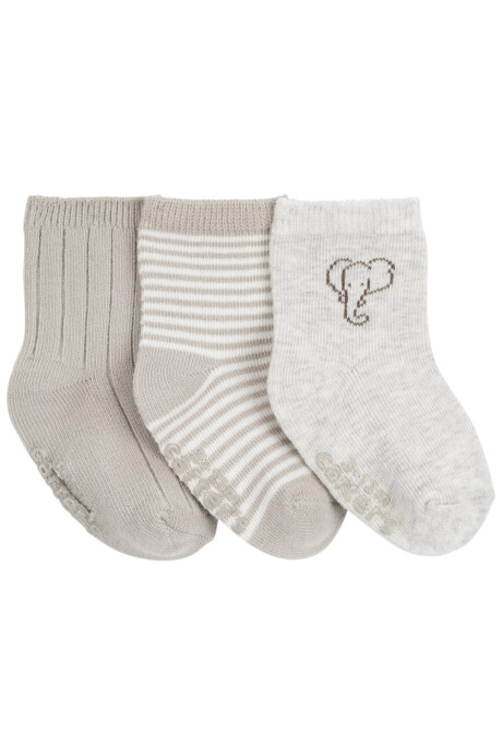Pack tres pares de medias de algodón, estampa elefante Pack tres pares de medias de algodón, estampa elefante