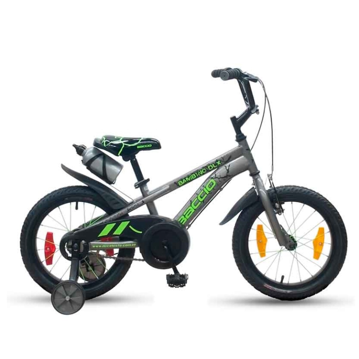 Bicicleta Baccio R.16 Niño Bambino Dlx - Gris/verde. 