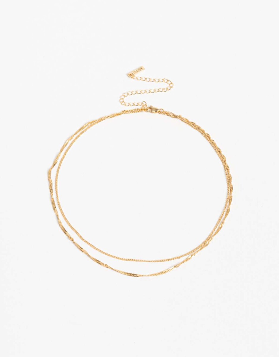 Collar Corto Multicadena Bañado En Oro - Dorado 