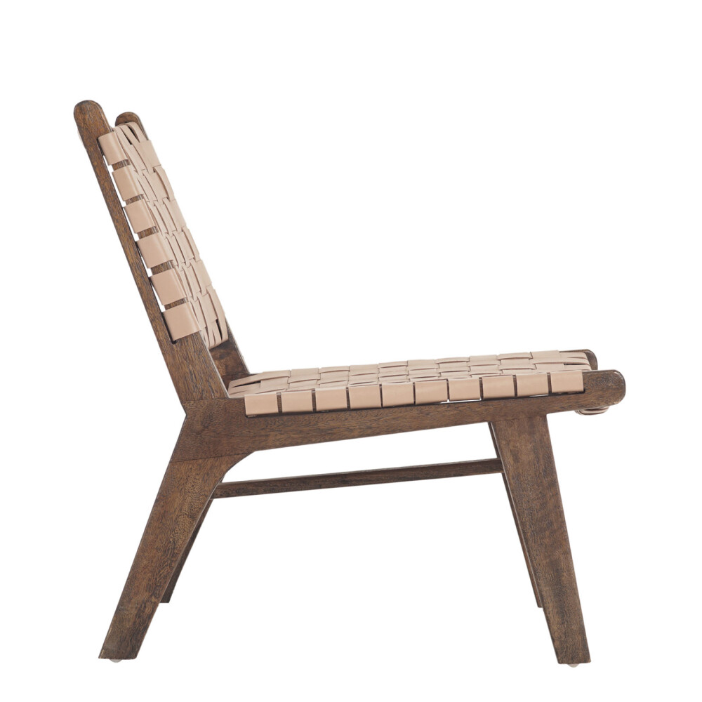 BUTACA CUERO-Y-MADERA MARRON KAIA TAUPE