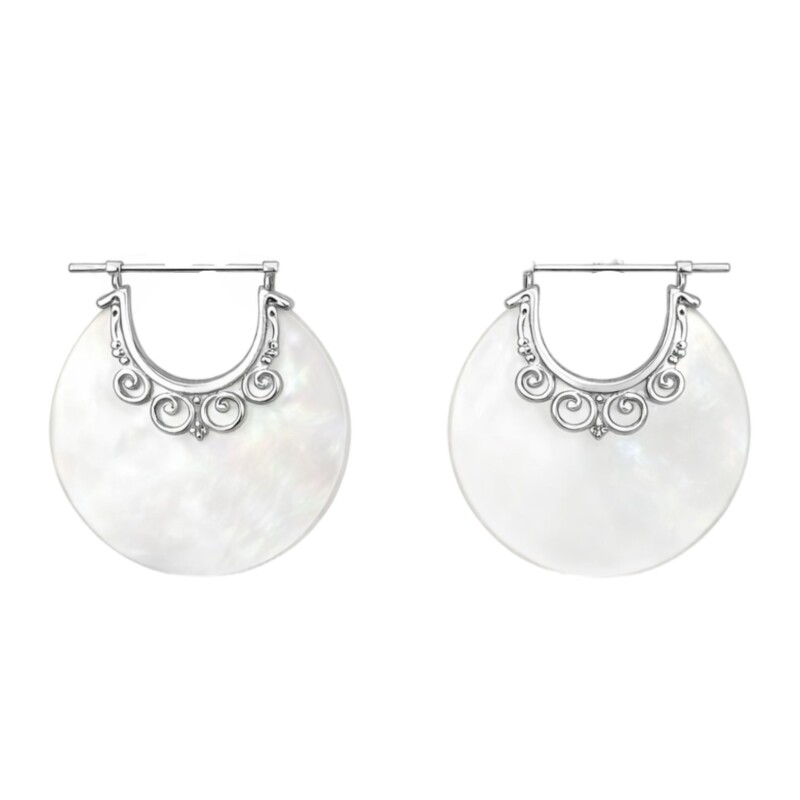 Caravanas circulo - Plata 925 - Nacar - CA4171 conpiedra