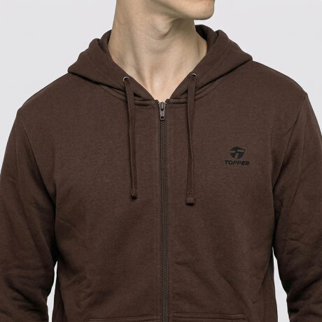 Campera Buzo Topper Hombre C/Cierre Y Capucha Clásico Marron