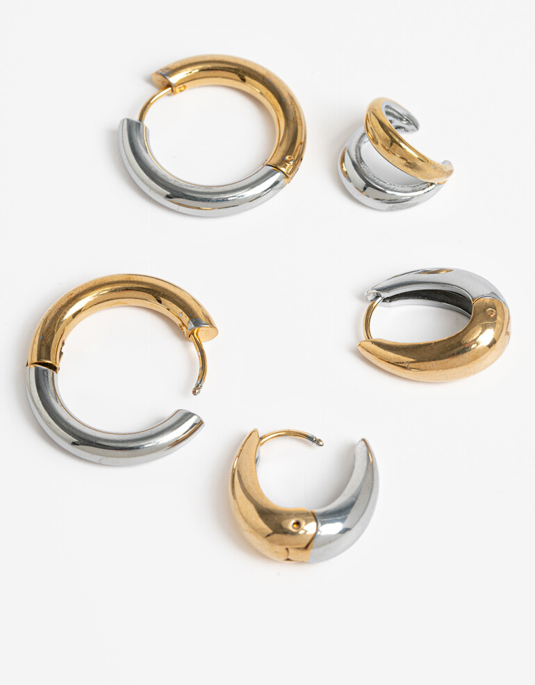 Aros Sets Metal Set De Aros De Acero - Combinacion Bicolor
