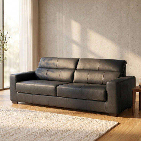 Sillon 100% Cuero 3 Cuerpos Sublime Negro