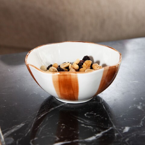 Bowl de cerámica rayas marrón