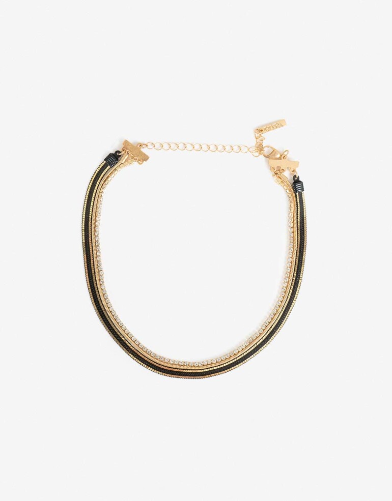 Collares Cortos Color Collares Cortos Black - Dorado