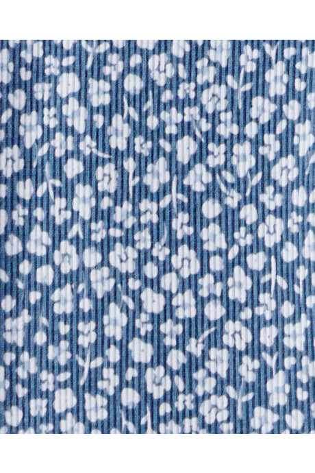 Set dos piezas de algodón, pantalón acanalado y buzo, azul, diseño floral. Talles 2-5T Set dos piezas de algodón, pantalón acanalado y buzo, azul, diseño floral. Talles 2-5T