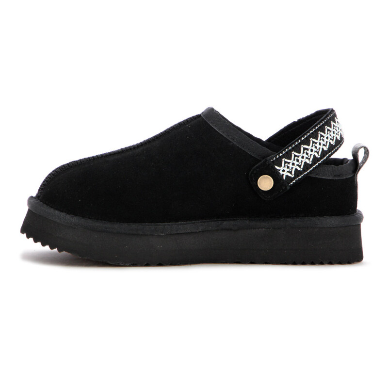 Country Zapato Pantufla Cuero / Peluche - Dama - Negro Negro