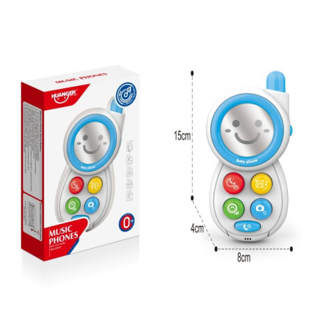 Teléfono Infantil Musical Bebé Huanger He0512 Con Sonidos Ub BLANCO-CELESTE