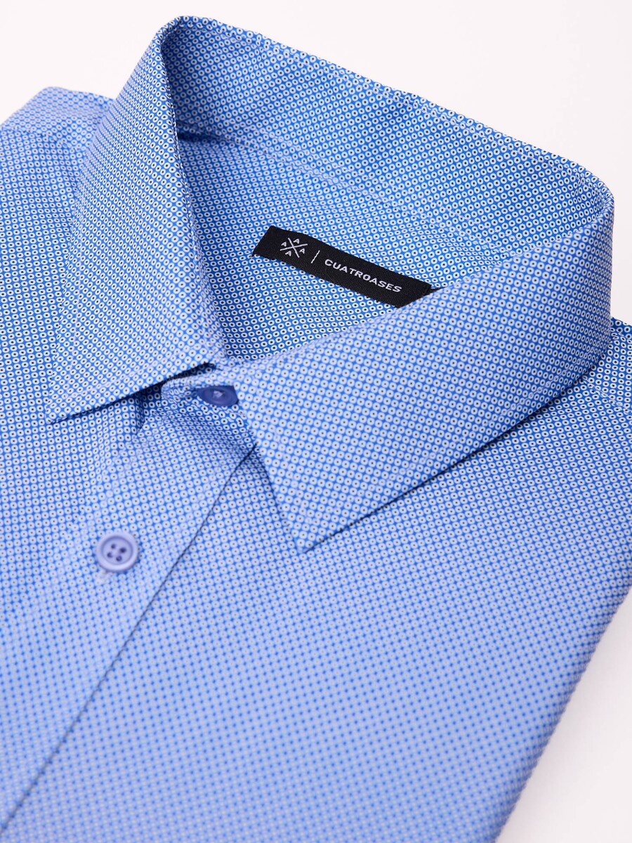 Camisa m/l estampada - azul 