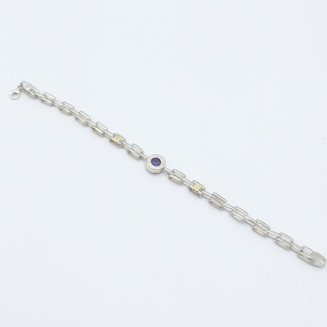 Pulsera de plata 95 y double en oro 18 ktes con circonia. Pulsera de plata 95 y double en oro 18 ktes con circonia.