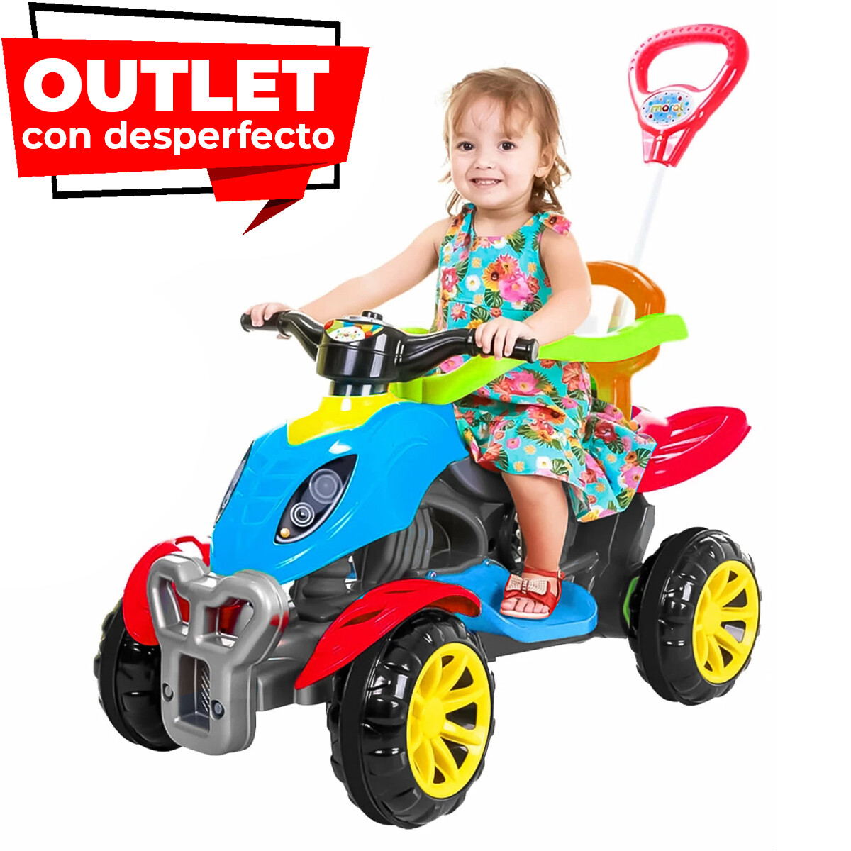OUTLET - Buggy Cuatriciclo A Pedal 3en1 Auto Guía Y Accesorios 