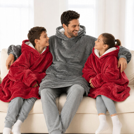 Buzo Canguro Oversize Manta Polar Afelpada Corderito Capucha Gris
