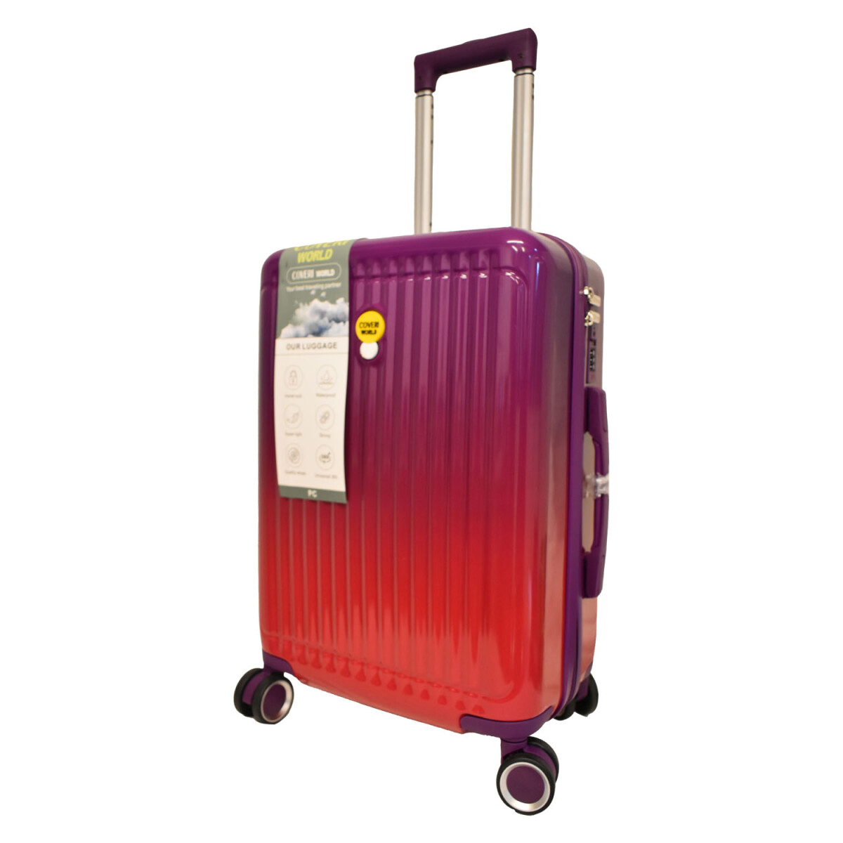 Valija Grande Rígida 4 Ruedas 360 Con Candado Tsa - Purpura/rojo 