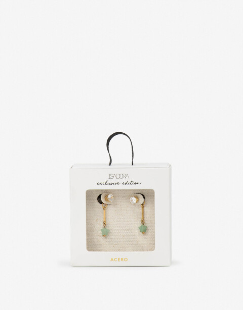 Aros Colgantes Cortos Piedras Aros Colgantes Acero Con Piedra - Dorado