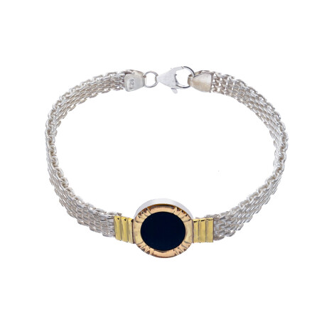 Pulsera de plata 925, double en oro 18 ktes y ónix. Pulsera de plata 925, double en oro 18 ktes y ónix.