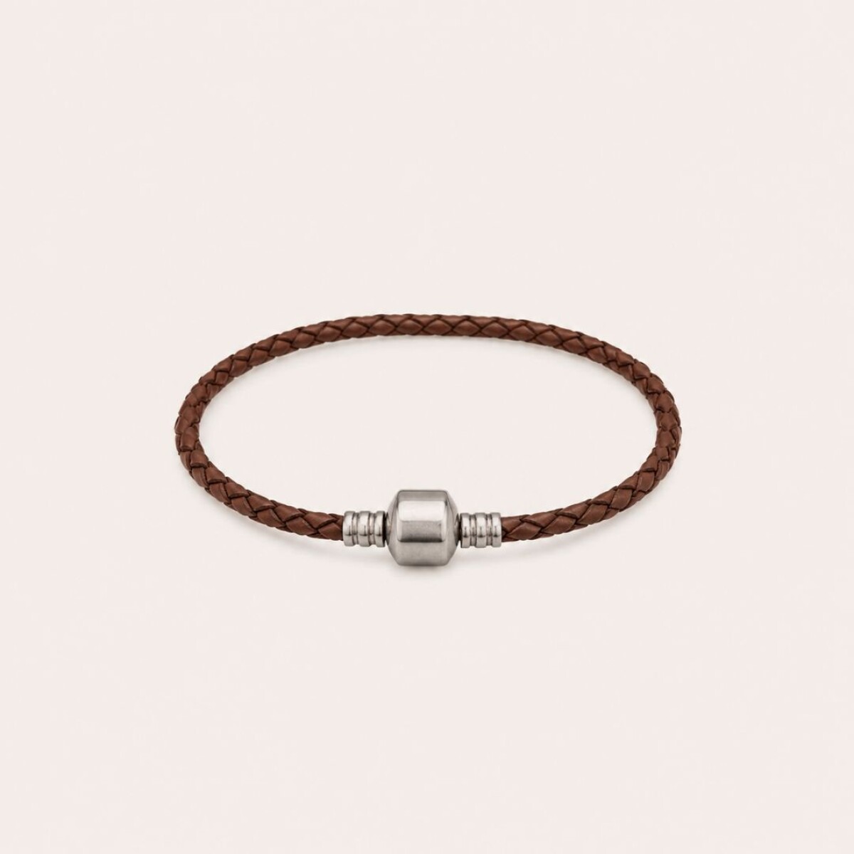 Pulsera Cuero Chocolate - Acero 