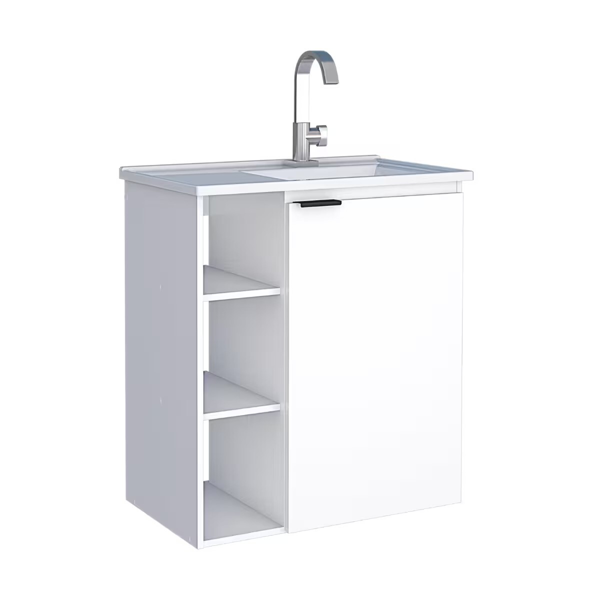 Mueble De Baño Suspendido Hortensia Blanco 62 Cm Con Bacha De Resina 