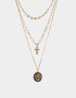 Collares Cortos Religioso Collar Con Cruz - Dorado