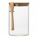 Recipiente Hermetico Vidrio Tapa Bamboo Cuchara 2000 Ml Sin Color