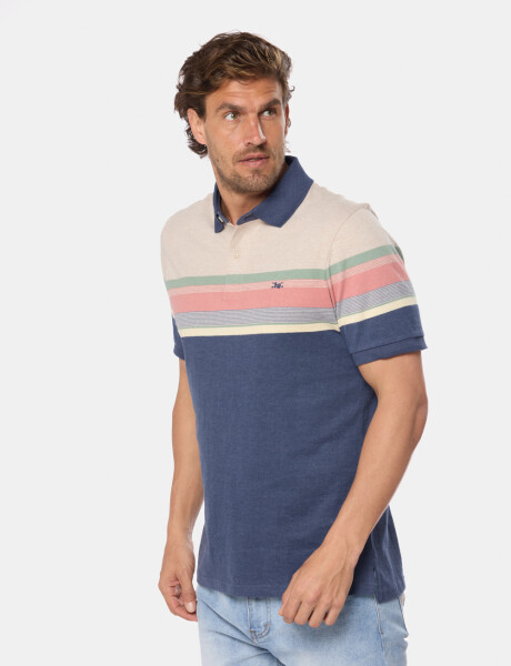 REMERA POLO RAYADA Azul