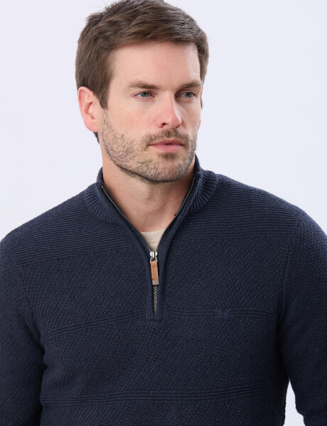 BUZO 1/2 CIERRE TEJIDO Azul