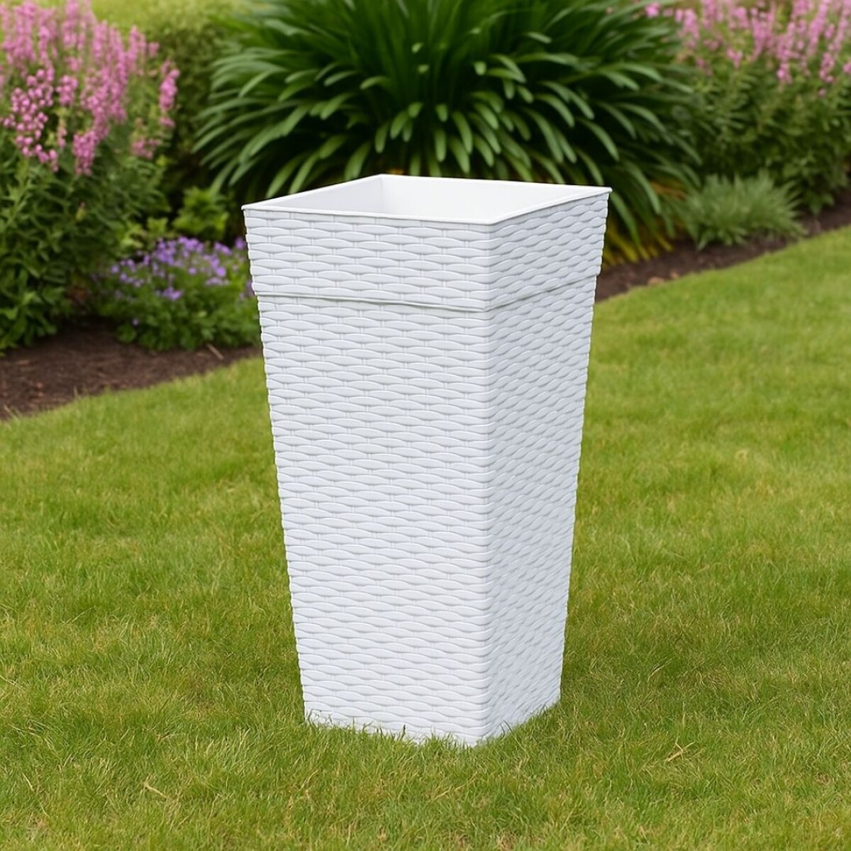 MACETA PIRAMIDAL SIMIL RATTAN 17,5 LITROS MARMOL 