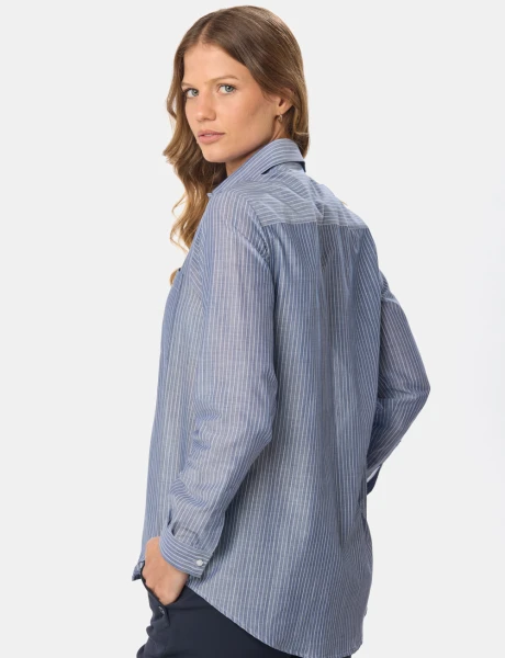 CAMISA HOLGADA A RAYAS Azul