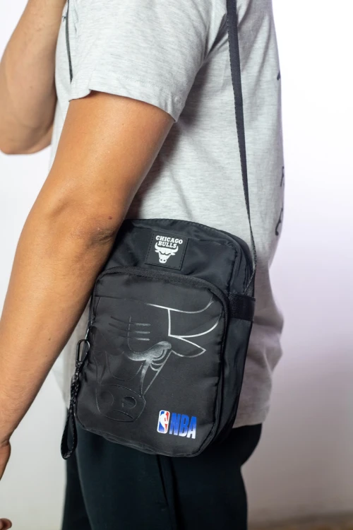 Morral clásico doble cierre Chicago Bulls - NBA Negro