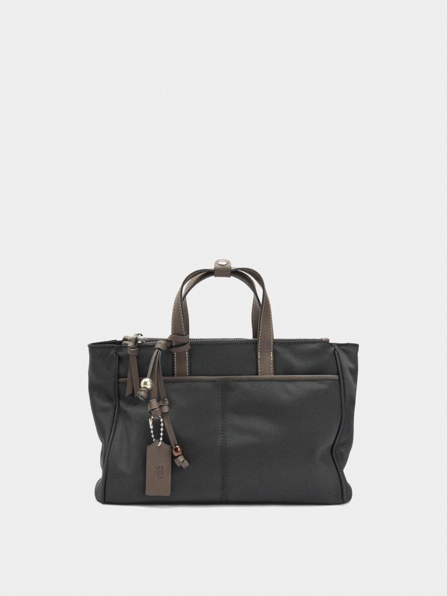 Bolso Tote De Nylon Con Bandolera negro