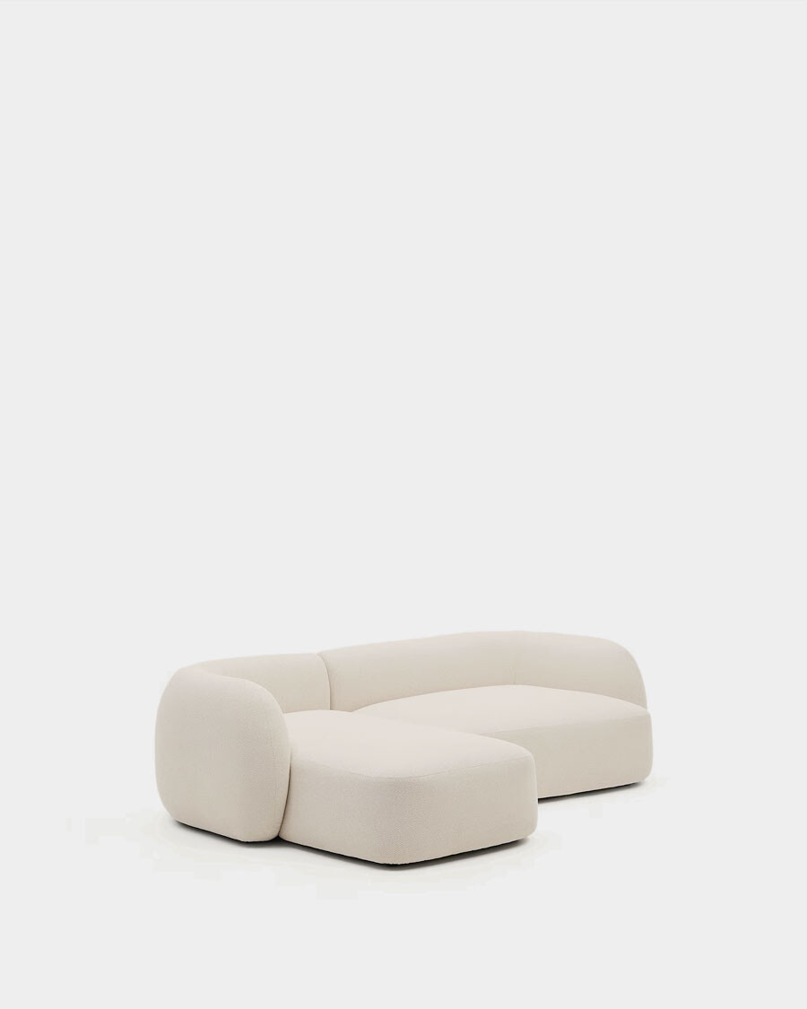Sofá modular Martina 3 plazas de chenilla con chaise longue derecho color crudo 287 cm Sofá modular Martina 3 plazas de chenilla con chaise longue derecho color crudo 287 cm