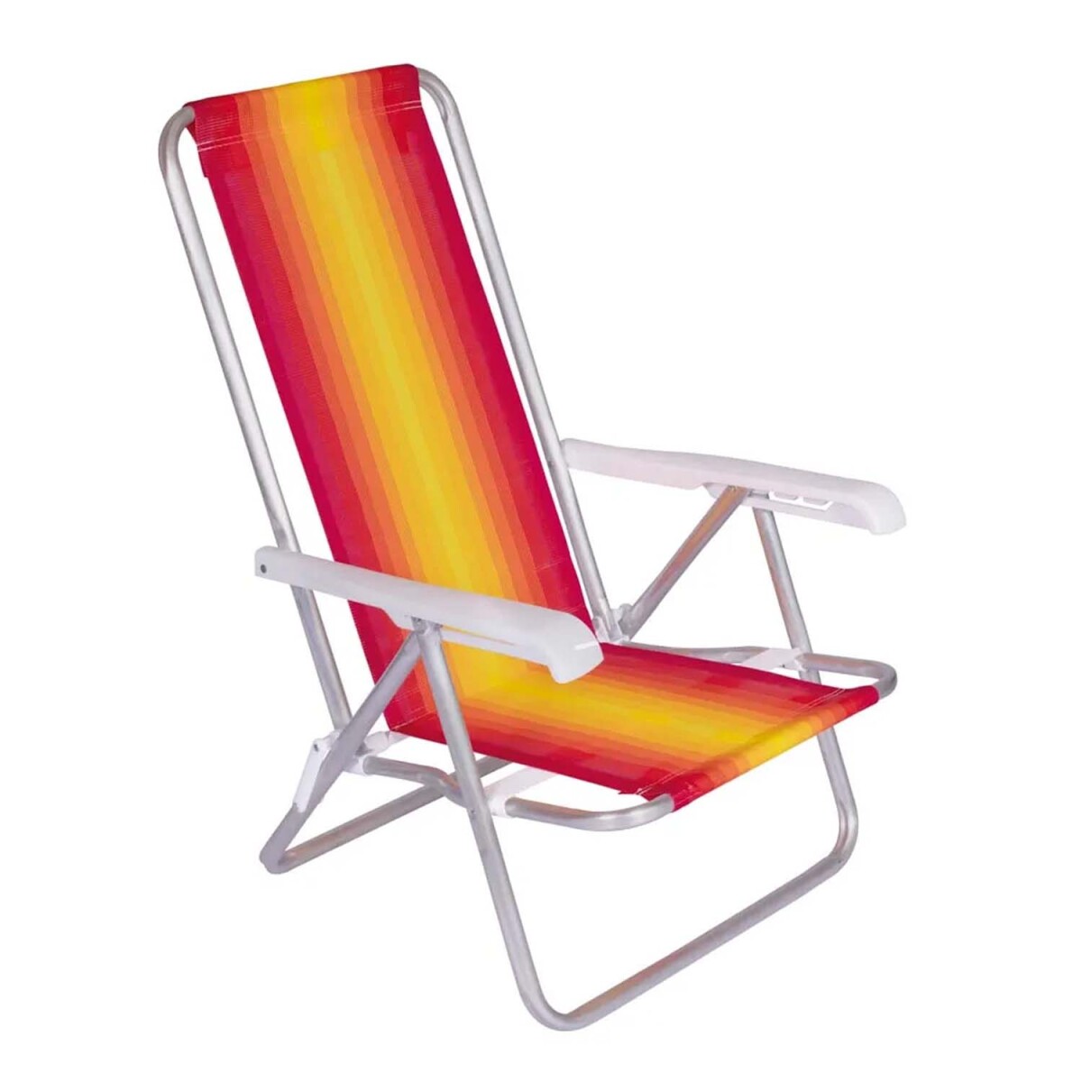Reposera Silla Reclinable De Playa 4 Posiciones Aluminio - Rojo/amarillo 
