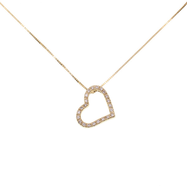 Colgante con cadena Heart en oro amarillo 18k y brillantes Colgante con cadena Heart en oro amarillo 18k y brillantes
