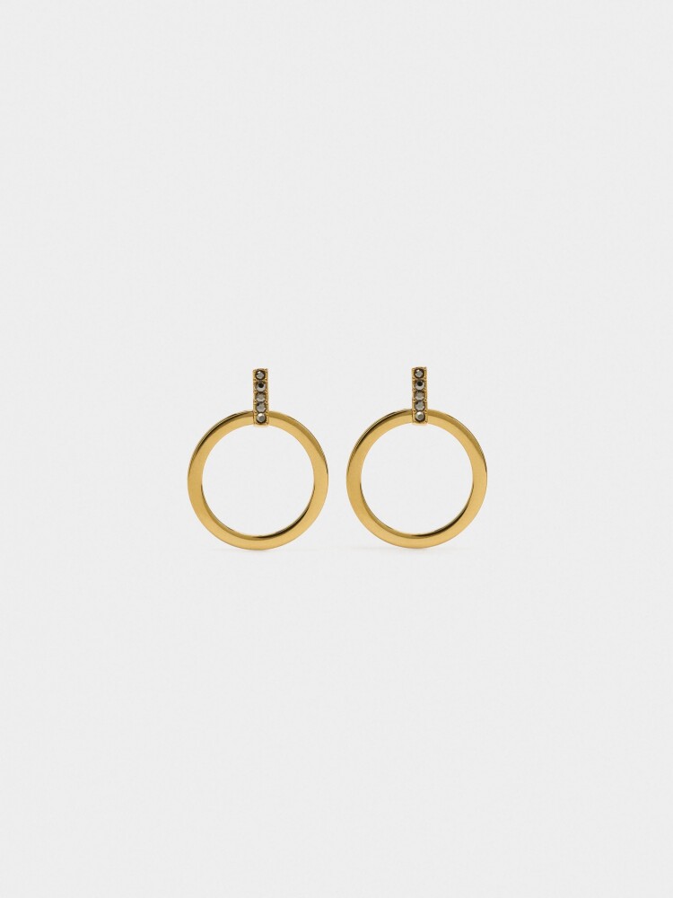 Aros Colgantes Con Cristales - Acero Inoxidable dorado