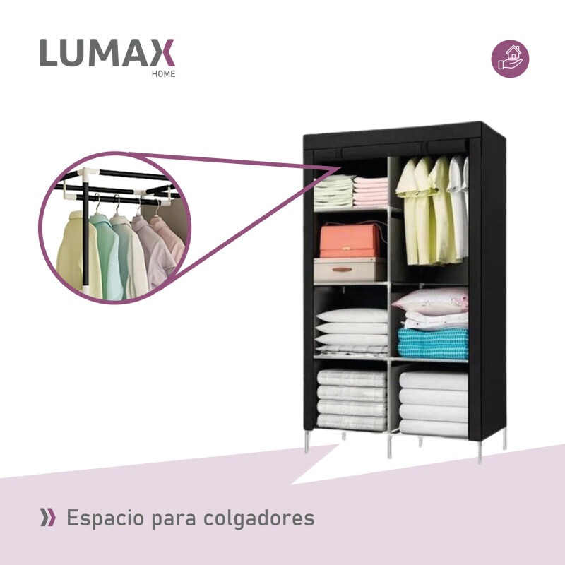 Ropero de 6 Estantes Desmontable de Caño y Tela TNT 105x45x175 Negro