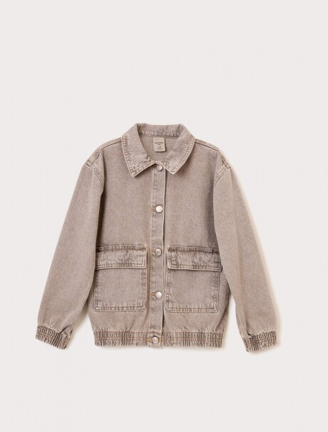 CAMPERA OVERSIZED GASTADA PARA NIÑA GRIS