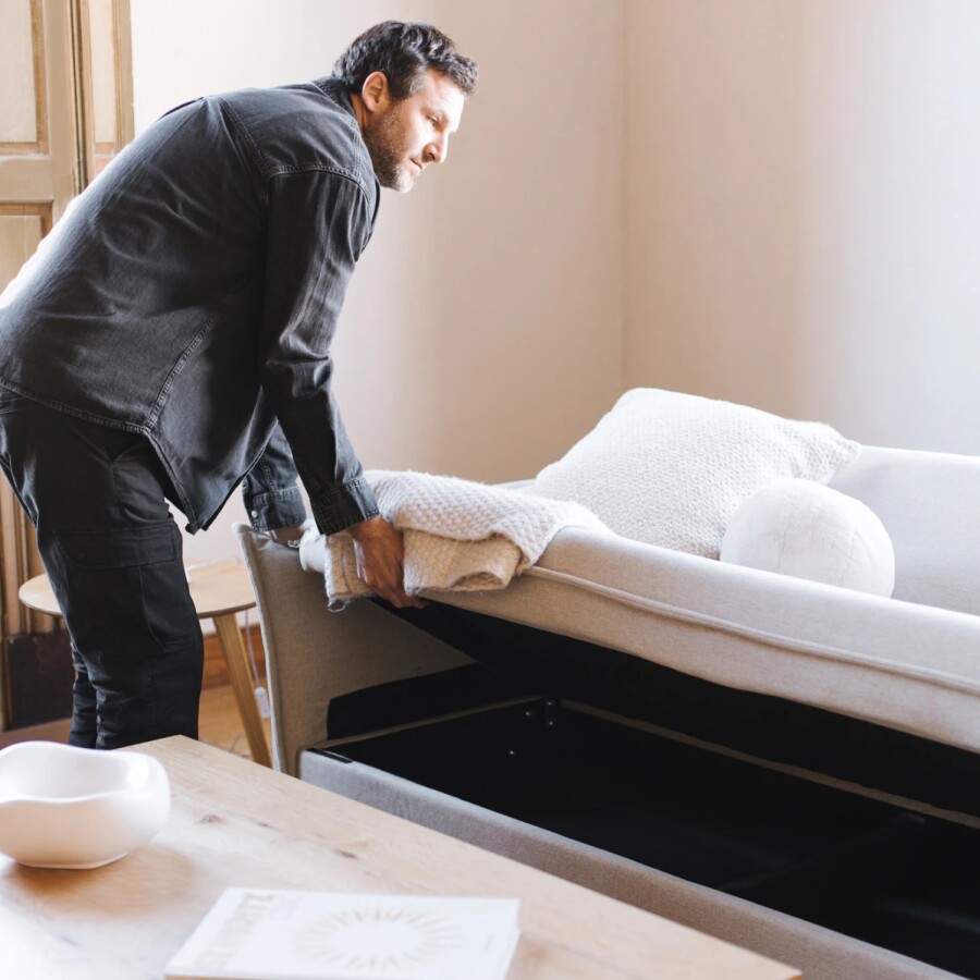 Sillón Cama Lauren c/Baúl Beige