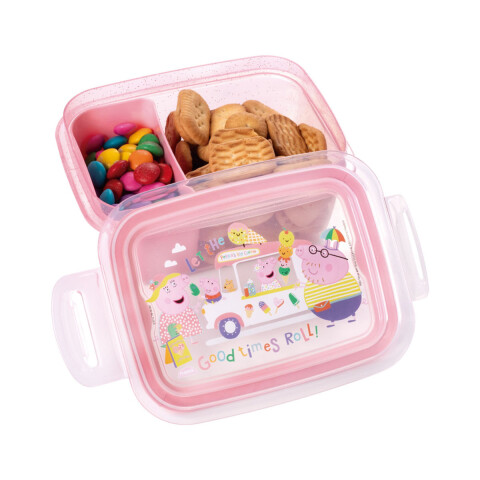 Pote Plástico Peppa Pig Con Traba y División 630 ml U