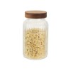 Recipiente vidrio labrado - Tapa de Madera 1.2L Recipiente vidrio labrado - Tapa de Madera 1.2L