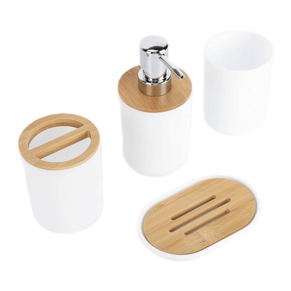 SET DE ACCESORIOS PARA BAÑO 4 PIEZAS - BLANCO SET DE ACCESORIOS PARA BAÑO 4 PIEZAS - BLANCO