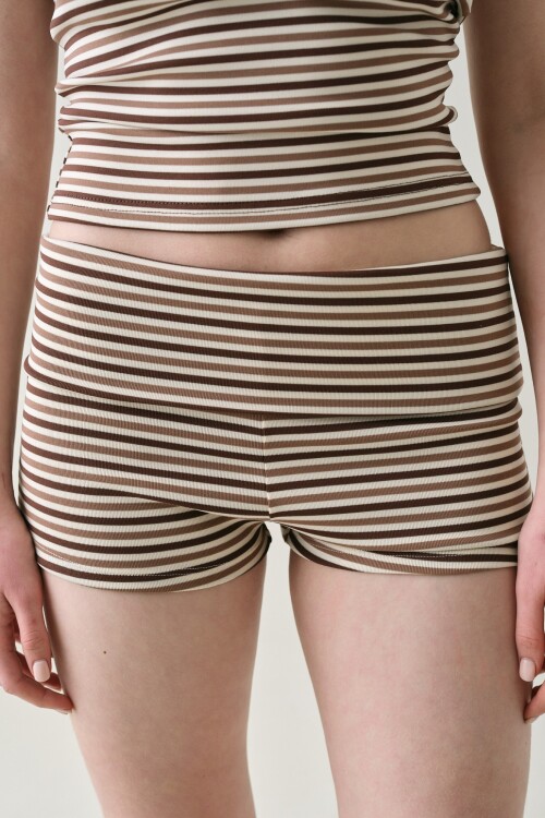 Short Algodón Rayado Marron