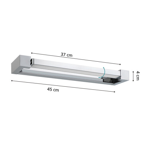 Aplique LED rectang. cromo 9W neutra 1000Lm IP44 EG0353