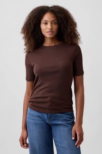 Remera Modal Manga Corta Mujer Dark Brown